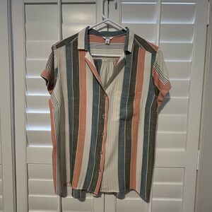 Sonoma Striped Short Sleeve Button Down Shirt Sz 0X